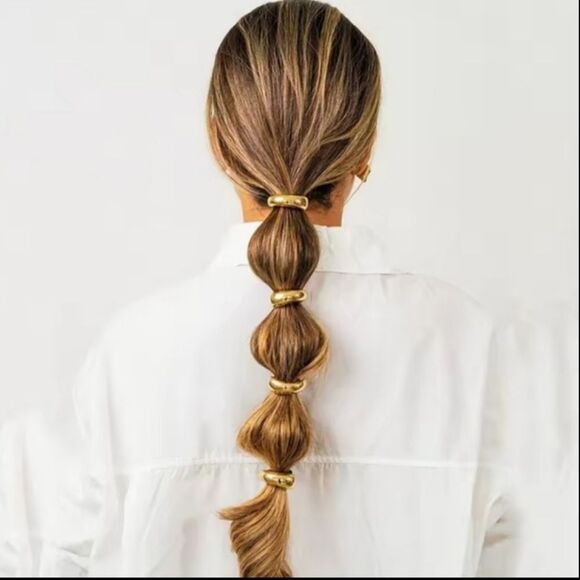 New ZARA 4pc Gold Ponytail Hair Rings - Picture 10 of 11